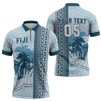 Custom Fiji Regatta Zipper Polo Shirt Palm Tree Tapa Pattern LT05 - Polynesian Pride