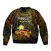 happy-diwali-festival-sleeve-zip-bomber-jacket-diya-lamp-hibiscus-polynesian-pattern