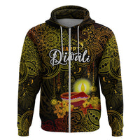 Personalized Happy Diwali Festival Hoodie Diya Lamp Hibiscus Polynesian Pattern LT05 - Polynesian Pride