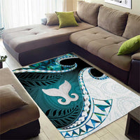 Aotearoa New Zealand Area Rug Maori Wera Paua Shell Teal Glitter