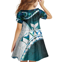 Aotearoa New Zealand Family Matching Puletasi and Hawaiian Shirt Maori Wera Paua Shell Teal Glitter LT05 - Polynesian Pride
