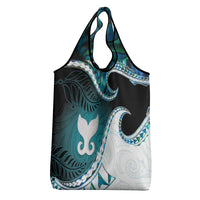 Aotearoa New Zealand Grocery Bag Maori Wera Paua Shell Teal Glitter
