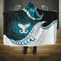 Aotearoa New Zealand Hooded Blanket Maori Wera Paua Shell Teal Glitter