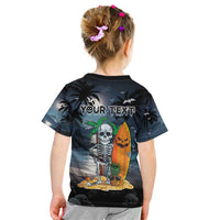 Personalised Hawaii Halloween Kid T Shirt Hallowaiian Skeleton Surf LT05 - Polynesian Pride