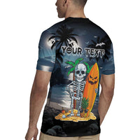 Personalised Hawaii Halloween Rugby Jersey Hallowaiian Skeleton Surf