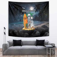 Hawaii Halloween Tapestry Hallowaiian Skeleton Surf