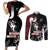 New Zealand Aotearoa Mana Wahine Couples Matching Short Sleeve Bodycon Dress and Long Sleeve Button Shirt
