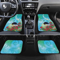 New Zealand Tomtit Car Mats Maori Koru With Pohutukawa Galaxy Style - Polynesian Pride