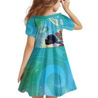 New Zealand Tomtit Family Matching Off The Shoulder Long Sleeve Dress and Hawaiian Shirt Maori Koru With Pohutukawa Galaxy Style LT05 - Polynesian Pride