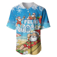 Guam Christmas Baseball Jersey Felis Pasgua Chilling Santa - Polynesian Pride