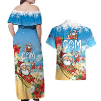 Guam Christmas Couples Matching Off Shoulder Maxi Dress and Hawaiian Shirt Felis Pasgua Chilling Santa LT05 - Polynesian Pride