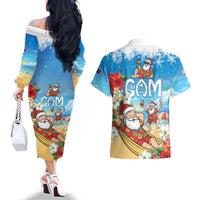 Guam Christmas Couples Matching Off The Shoulder Long Sleeve Dress and Hawaiian Shirt Felis Pasgua Chilling Santa - Polynesian Pride