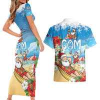 Guam Christmas Couples Matching Short Sleeve Bodycon Dress and Hawaiian Shirt Felis Pasgua Chilling Santa - Polynesian Pride