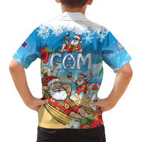 Guam Christmas Family Matching Off Shoulder Short Dress and Hawaiian Shirt Felis Pasgua Chilling Santa LT05 - Polynesian Pride