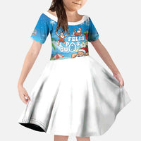 Guam Christmas Family Matching Tank Maxi Dress and Hawaiian Shirt Felis Pasgua Chilling Santa LT05 Daughter's Dress Blue - Polynesian Pride