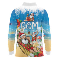 Guam Christmas Long Sleeve Polo Shirt Felis Pasgua Chilling Santa - Polynesian Pride