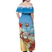 Guam Christmas Off Shoulder Maxi Dress Felis Pasgua Chilling Santa - Polynesian Pride