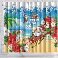 Guam Christmas Shower Curtain Felis Pasgua Chilling Santa - Polynesian Pride