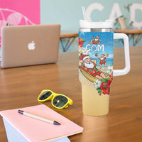 Guam Christmas Tumbler With Handle Felis Pasgua Chilling Santa - Polynesian Pride