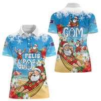 Guam Christmas Women Polo Shirt Felis Pasgua Chilling Santa LT05 - Polynesian Pride