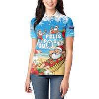 Guam Christmas Women Polo Shirt Felis Pasgua Chilling Santa LT05 - Polynesian Pride
