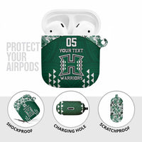 Custom Hawaii Football AirPods Case Rainbow Warriors Tropical Vibes - Polynesian Pride