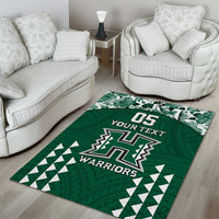 Custom Hawaii Football Area Rug Rainbow Warriors Tropical Vibes - Polynesian Pride
