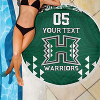 Custom Hawaii Football Beach Blanket Rainbow Warriors Tropical Vibes - Polynesian Pride