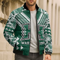 Custom Hawaii Football Bomber Puffer Jacket Rainbow Warriors Tropical Vibes - Polynesian Pride