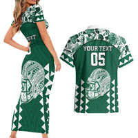 Custom Hawaii Football Couples Matching Short Sleeve Bodycon Dress and Hawaiian Shirt Rainbow Warriors Tropical Vibes - Polynesian Pride