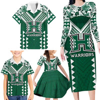 Custom Hawaii Football Family Matching Long Sleeve Bodycon Dress and Hawaiian Shirt Rainbow Warriors Tropical Vibes LT05 - Polynesian Pride