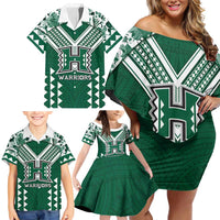 Custom Hawaii Football Family Matching Off Shoulder Short Dress and Hawaiian Shirt Rainbow Warriors Tropical Vibes - Polynesian Pride