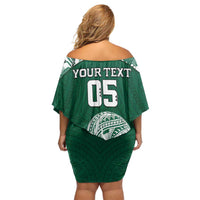 Custom Hawaii Football Family Matching Off Shoulder Short Dress and Hawaiian Shirt Rainbow Warriors Tropical Vibes - Polynesian Pride