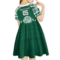 Custom Hawaii Football Kid Short Sleeve Dress Rainbow Warriors Tropical Vibes - Polynesian Pride