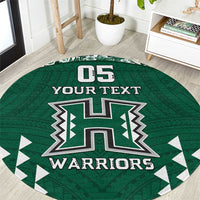Custom Hawaii Football Round Carpet Rainbow Warriors Tropical Vibes - Polynesian Pride