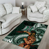 Hawaii Ikaika Warrior Football Area Rug Polynesian Tribal Tattoo - Polynesian Pride