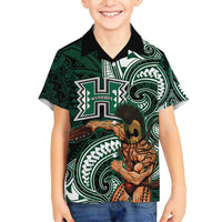 Hawaii Ikaika Warrior Football Family Matching Summer Maxi Dress and Hawaiian Shirt Polynesian Tribal Tattoo LT05 Son's Shirt Black - Polynesian Pride