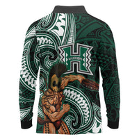 Hawaii Ikaika Warrior Football Long Sleeve Polo Shirt Polynesian Tribal Tattoo - Polynesian Pride