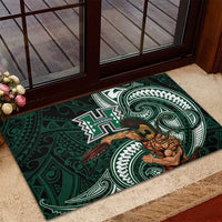 Hawaii Ikaika Warrior Football Rubber Doormat Polynesian Tribal Tattoo - Polynesian Pride