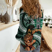 Hawaii Ikaika Warrior Football Women Casual Shirt Polynesian Tribal Tattoo - Polynesian Pride