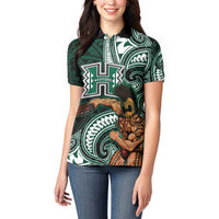 Hawaii Ikaika Warrior Football Women Polo Shirt Polynesian Tribal Tattoo LT05 - Polynesian Pride