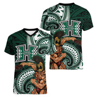 Hawaii Ikaika Warrior Football Women V-Neck T-Shirt Polynesian Tribal Tattoo - Polynesian Pride