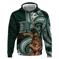 Hawaii Ikaika Warrior Football Zip Hoodie Polynesian Tribal Tattoo - Polynesian Pride