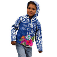Personalised Hafa Adai Guam History and Chamorro Heritage Day Kid Hoodie Blue Latte Stone LT05 - Polynesian Pride