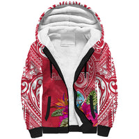 Personalised Hafa Adai Guam History and Chamorro Heritage Day Sherpa Hoodie Red Latte Stone LT05 Unisex Red - Polynesian Pride