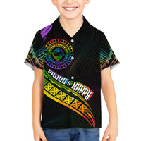Personalised LGBT History Month Family Matching Tank Maxi Dress and Hawaiian Shirt Proud And Happy Polynesian Dolphin LT05 Son's Shirt Black - Polynesian Pride