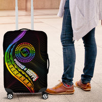 LGBT History Month Luggage Cover Proud And Happy Polynesian Dolphin LT05 Black - Polynesian Pride