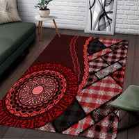 New Zealand Aotearoa Area Rug Maori Harakeke Weaving Pattern Red LT05 Red - Polynesian Pride