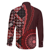 New Zealand Aotearoa Family Matching Summer Maxi Dress and Hawaiian Shirt Maori Harakeke Weaving Pattern Red LT05 - Polynesian Pride