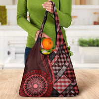 New Zealand Aotearoa Grocery Bag Maori Harakeke Weaving Pattern Red